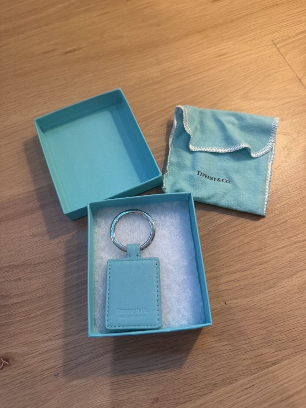 Tiffany & Co Grain Leather Keyring Keychain
